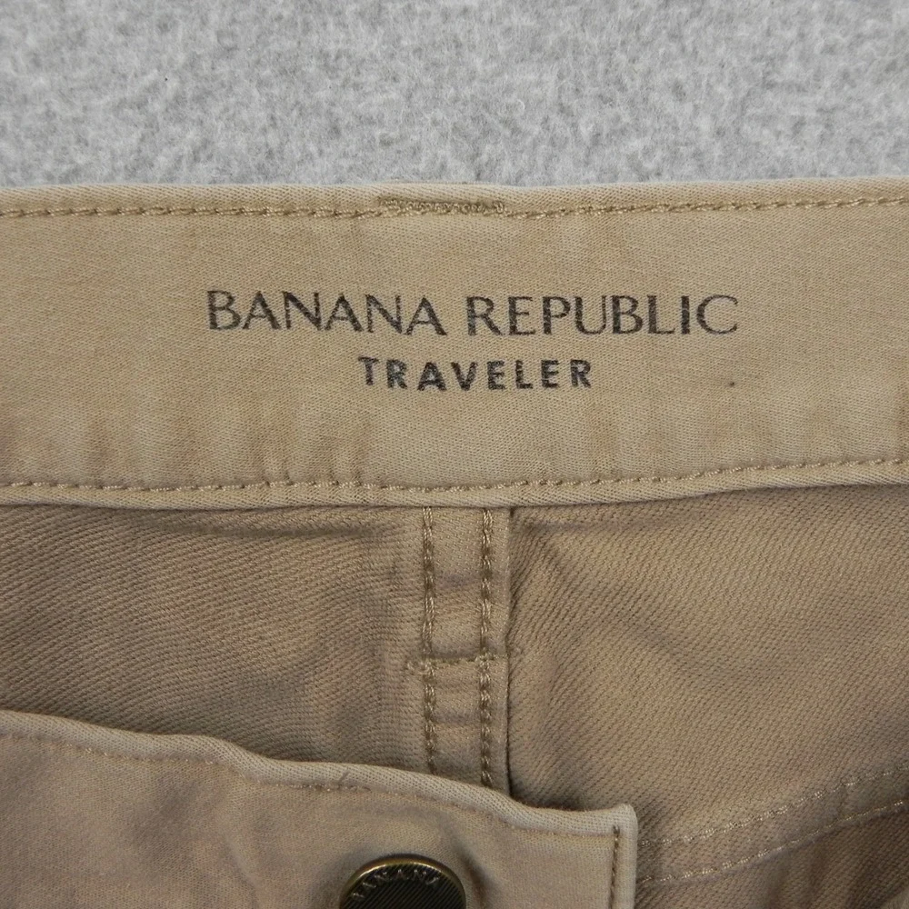 Banana Republic Traveler Pants Mens 35x30 Slim Fit Khaki Tan Chino Trousers